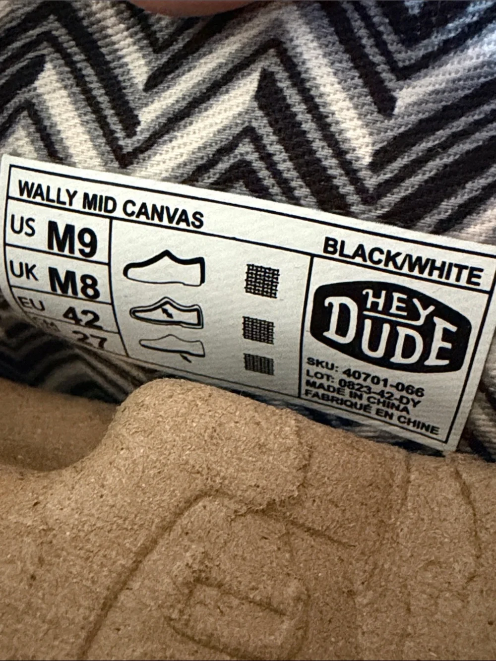Hey Dude Black Wally Mid Canvas with White Speckled Sole